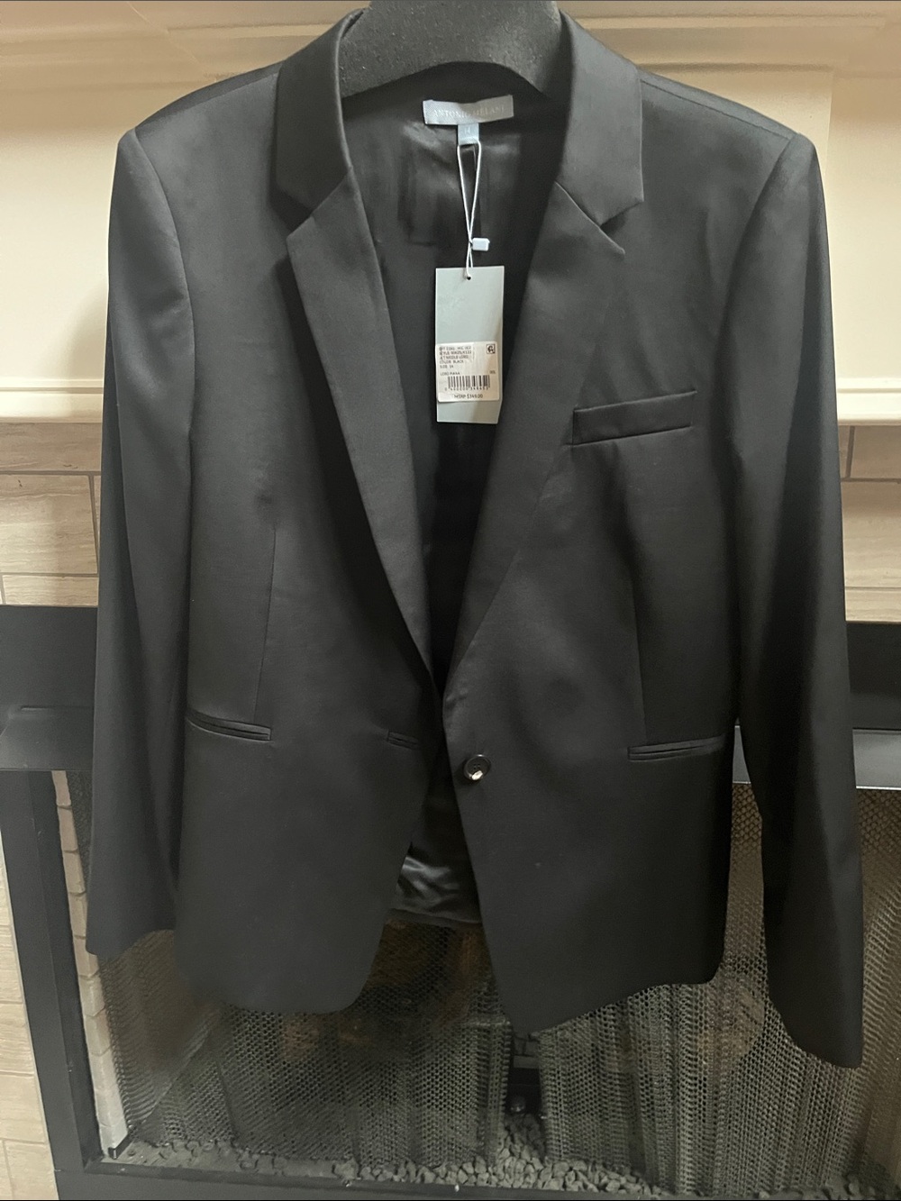 ANTONIO MELANI Black Single-Button Notch-Lapel Blazer